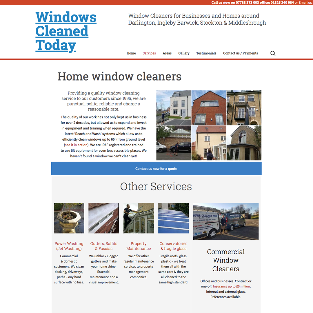 Website design for Windows Cleaned Today - MJC Creative Web Design in Abingdon Oxford