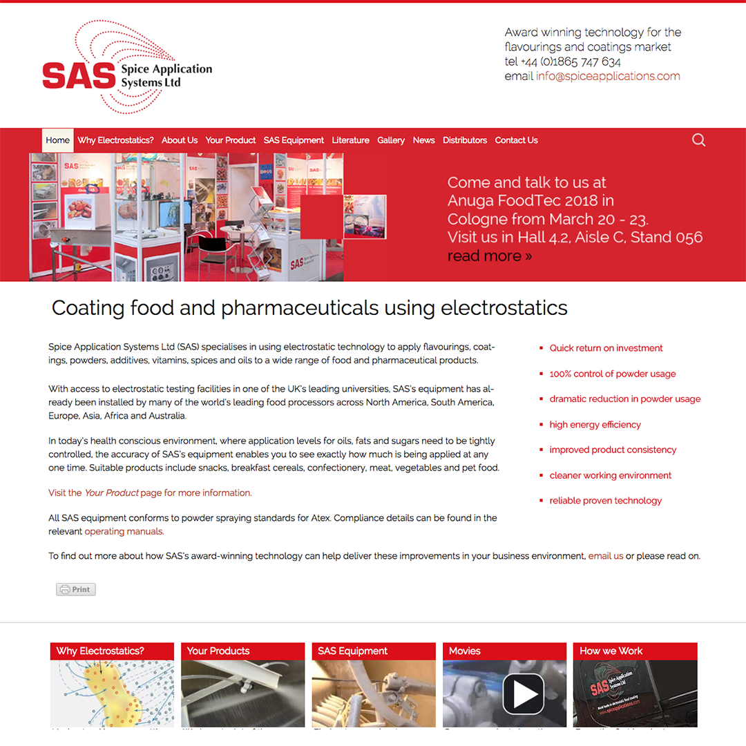 Website design for Spice Application Systems - MJC Creative Web Design in Abingdon Oxford