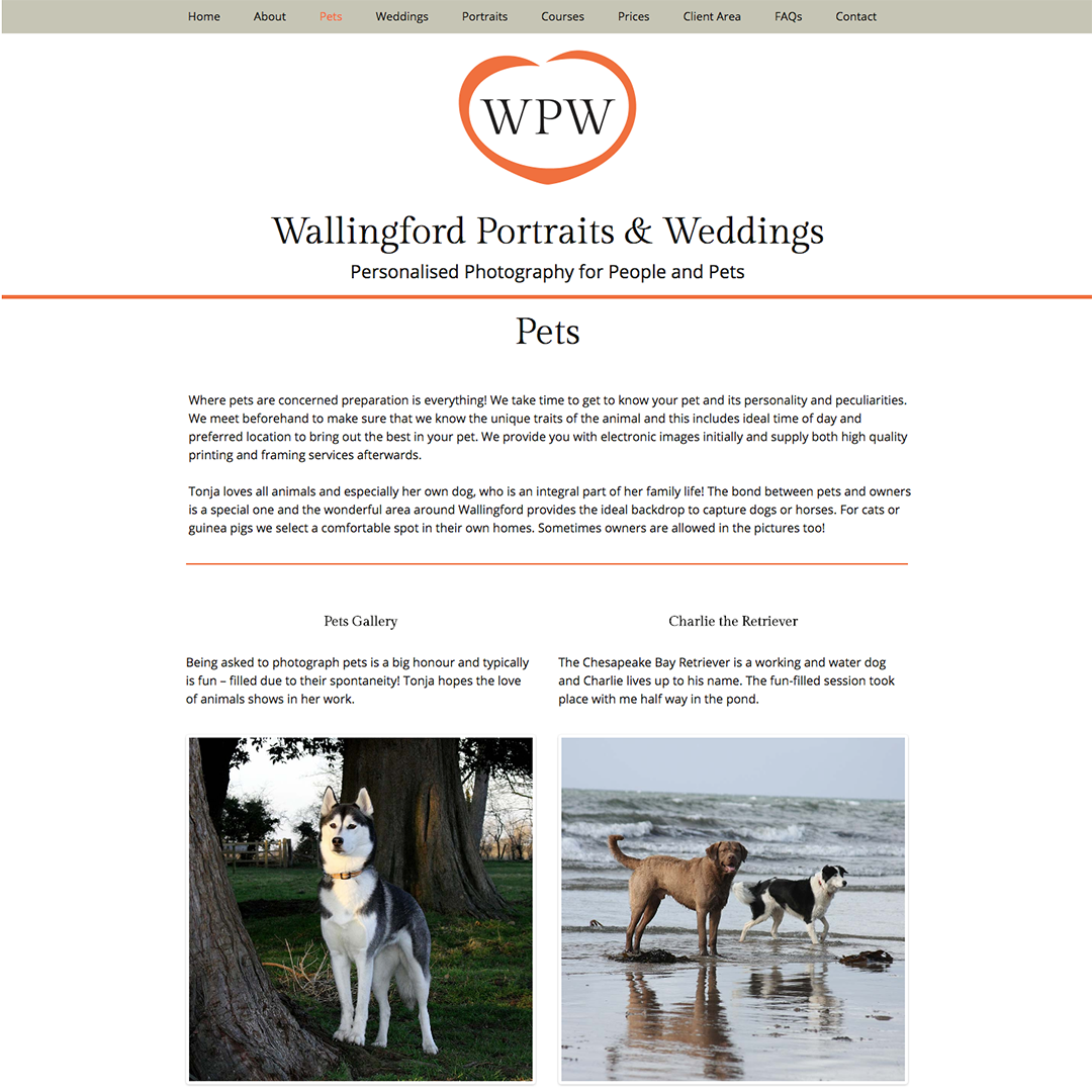 Website for Wallingford Portrait Photography - MJC Creative Web Design in Abingdon Oxford